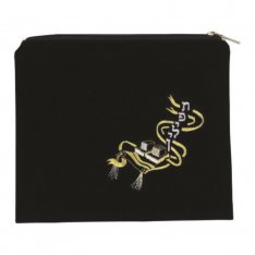 Dark Blue Velvet Tefillin Bag - Embroidered Silver and Gold Tefillin Motif