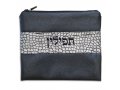 Faux Leather Tallit and Tefillin Bag Set, Two Tone Black and Gray - Crocodile Band