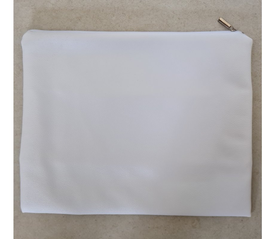 Faux Leather Tallit and Tefillin Bag, White - Gray and Silver Jerusalem Images