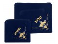 Flowers design Dark Blue Velvet Tallit and Tefillin Bags