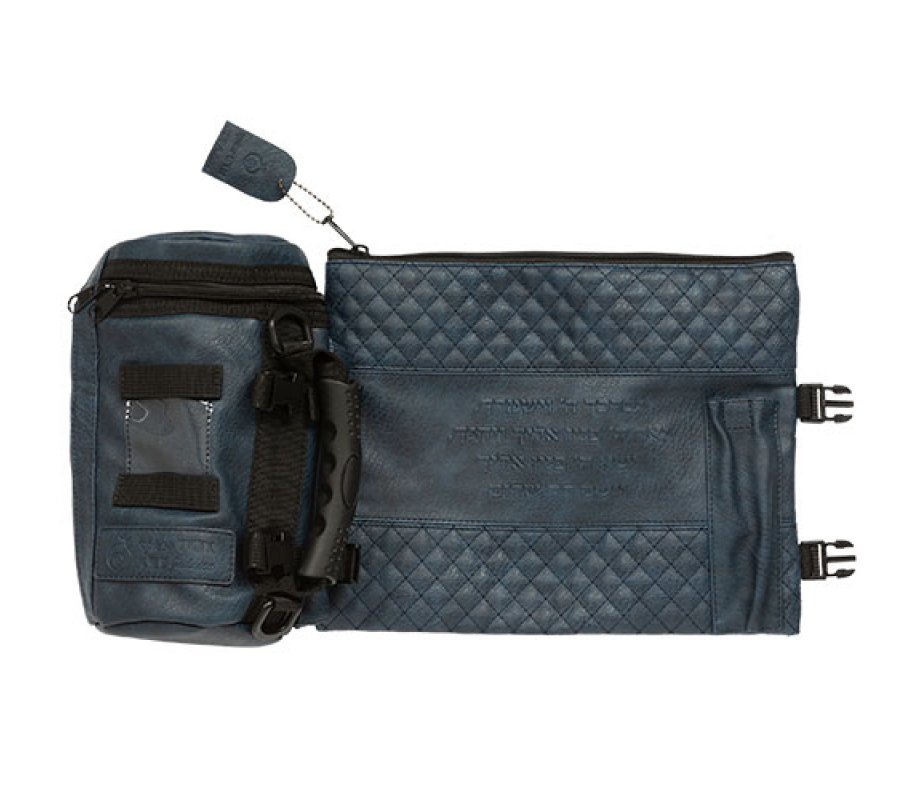 Insulated Weatherproof Tallit and Tefillin Bags with Aaronic Prayer – Dark Blue