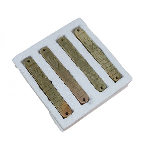 Jerusalem Stone Flat Mezuzah Case, Set of Four with Western Wall - 5.9