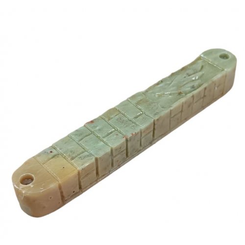 Jerusalem Stone Flat Mezuzah Case, Set of Four with Western Wall - 5.9