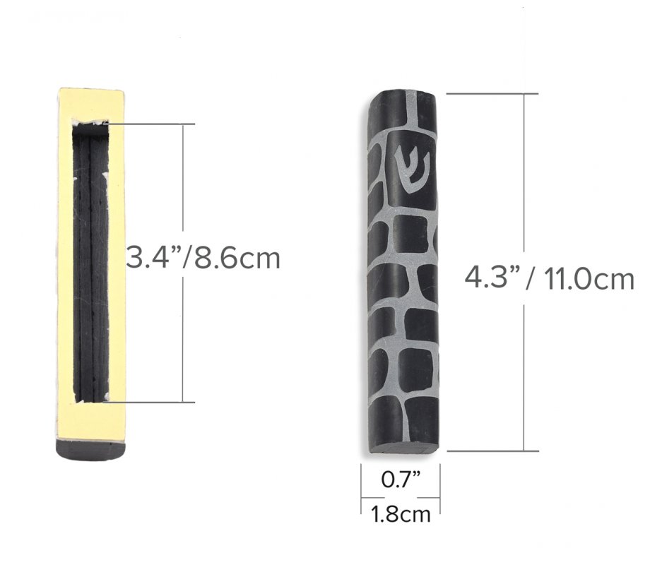 Jerusalem Stone Mezuzah Case with Western Wall Image, Black and White - 4.3