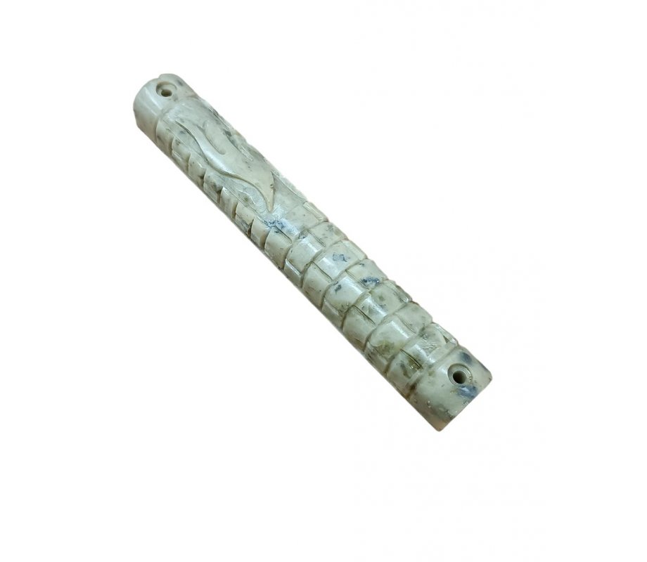 Jerusalem Stone Round Mezuzah Case, Set of 4 with Western Wall - 5.9
