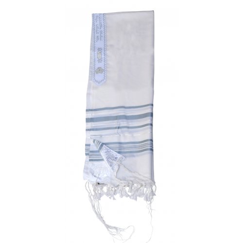 Light Weight Non Slip Gilboa Tallit 100% Wool by Talitnia - Light Blue Strips