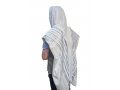 Noam Acrylic Non-Slip Lightweight Tallit Prayer Shawl - Silver and Light Blue Stripes