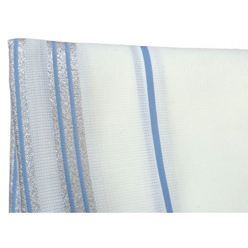 Noam Acrylic Non-Slip Lightweight Tallit Prayer Shawl - Silver and Light Blue Stripes