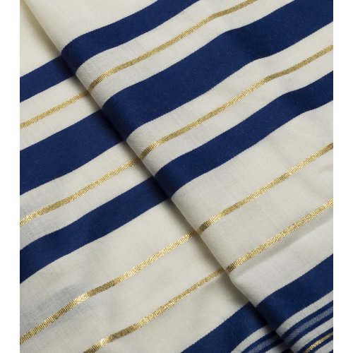 Traditional Tallit 100% Wool with Blue and Gold Stripes by Talitnia