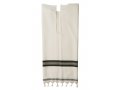 Wool Tallit Katan With Center Fringes Kosher with Black Stripes by Talitnia