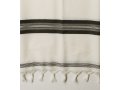 Wool Tallit Katan With Center Fringes Kosher with Black Stripes by Talitnia